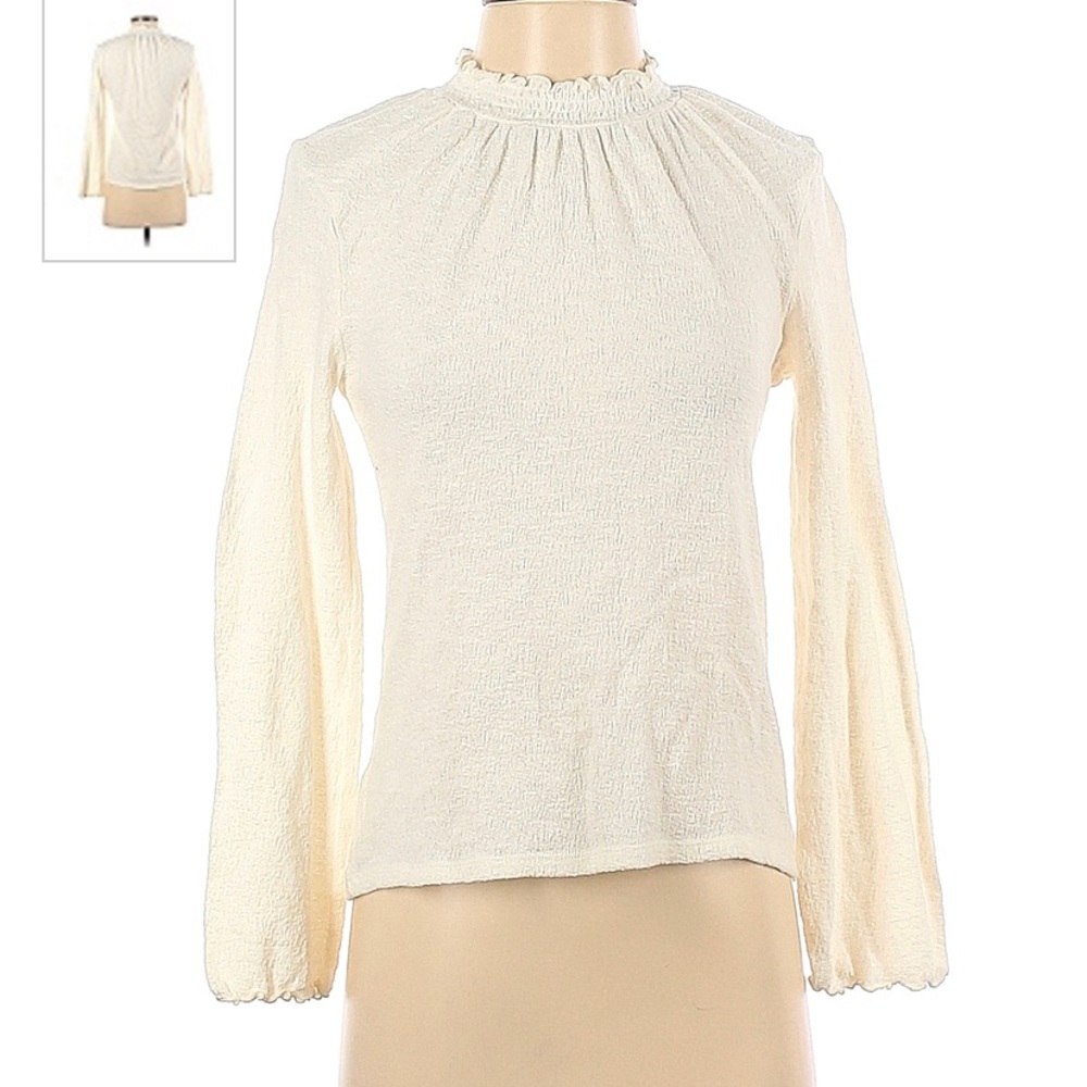 Madewell ruffled mock neck shirt